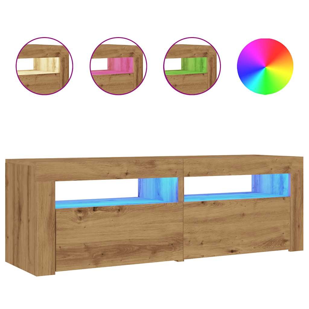 vidaXL Tv-meubel met LED 120x35x40 cm bewerkt hout artisanaal eiken
