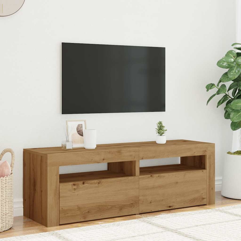 vidaXL Tv-meubel met LED 120x35x40 cm bewerkt hout artisanaal eiken