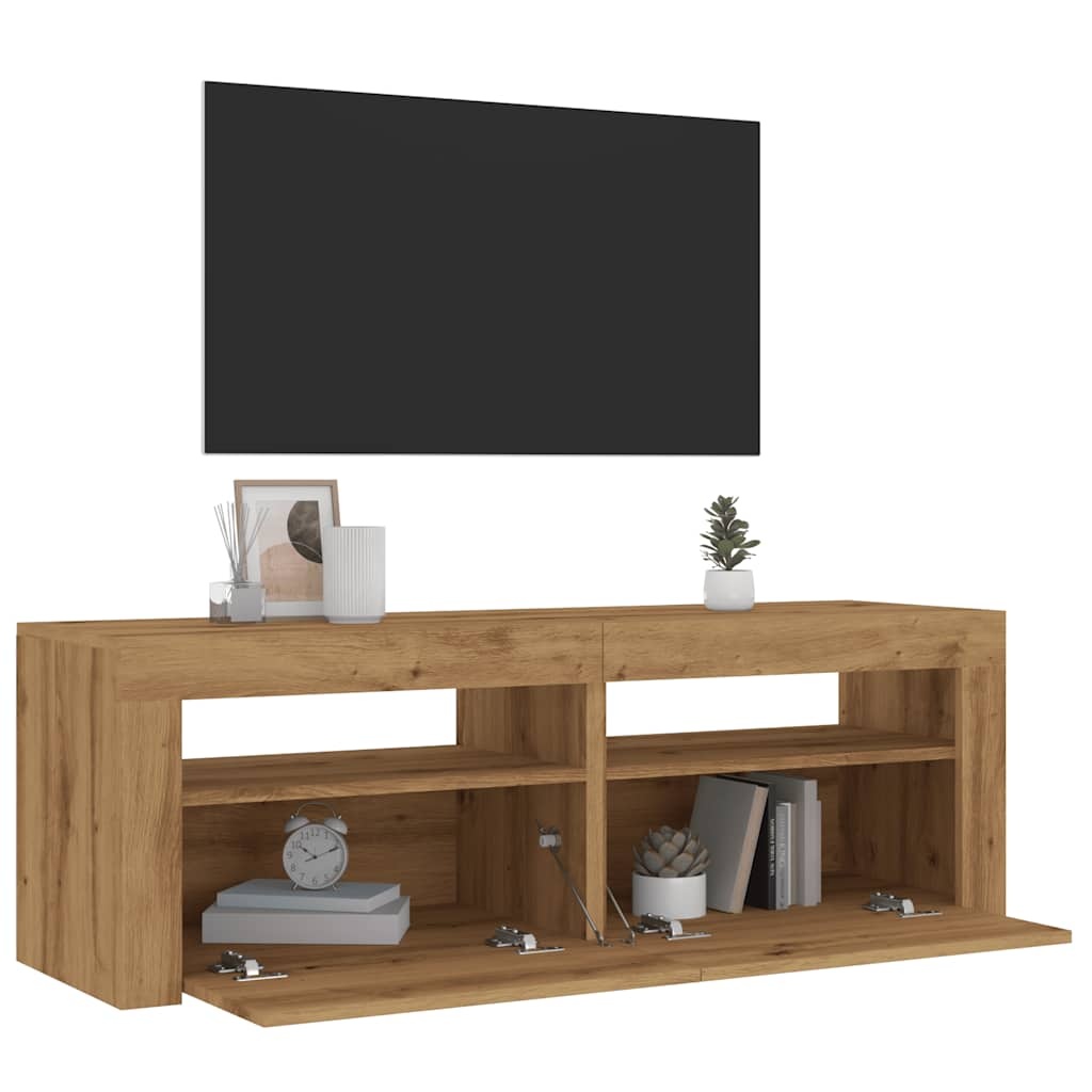 vidaXL Tv-meubel met LED 120x35x40 cm bewerkt hout artisanaal eiken