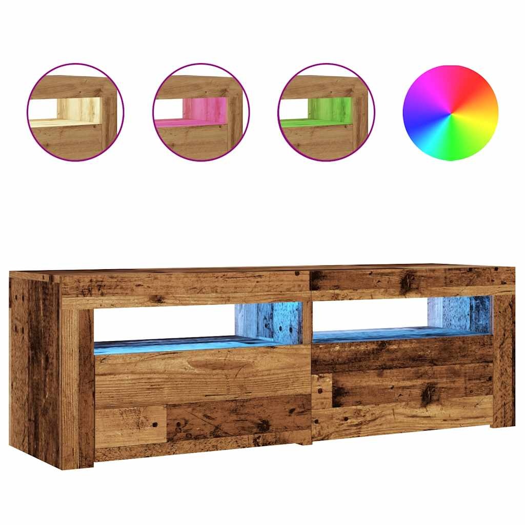 vidaXL Tv-meubel met LED 120x35x40 cm bewerkt hout oud hout