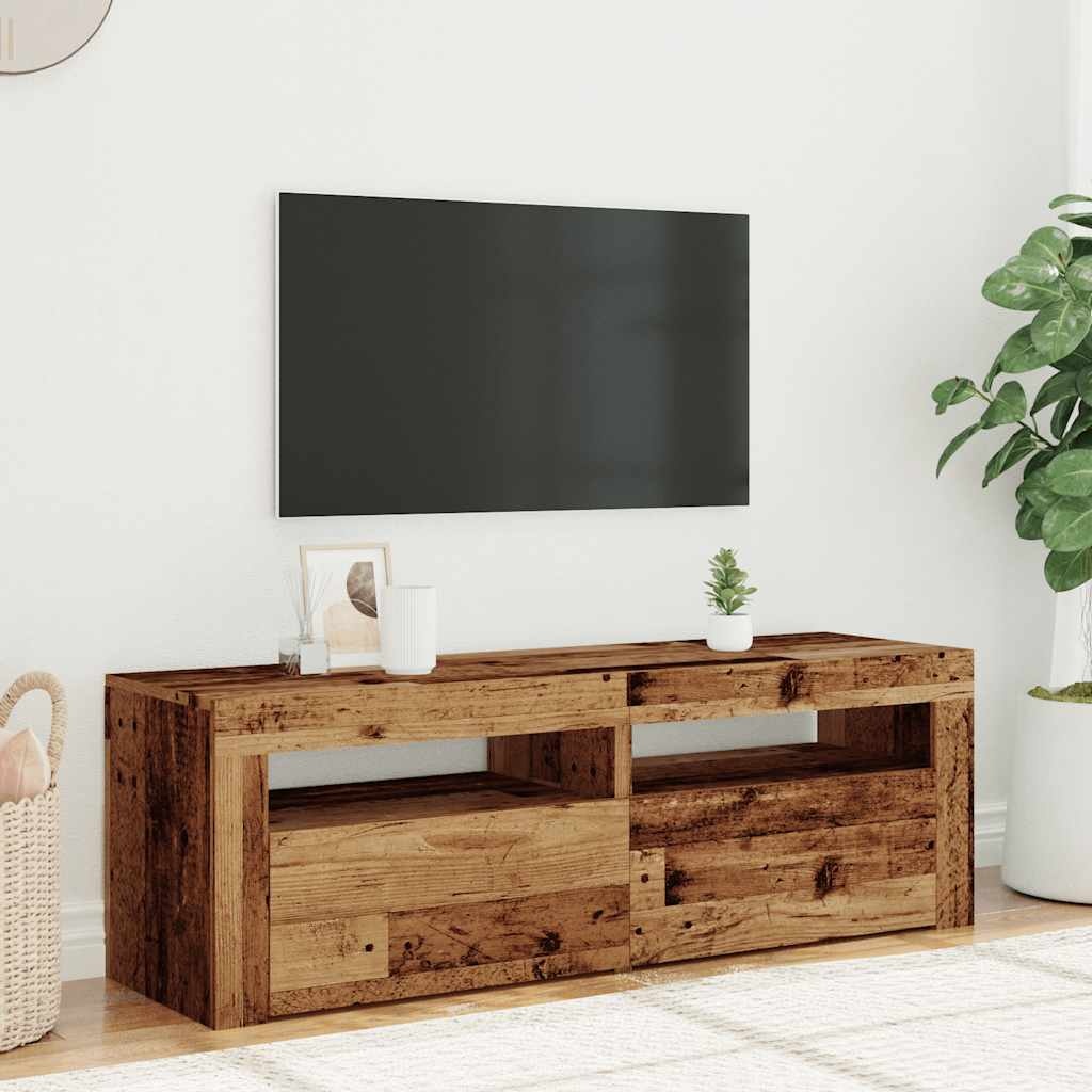 vidaXL Tv-meubel met LED 120x35x40 cm bewerkt hout oud hout