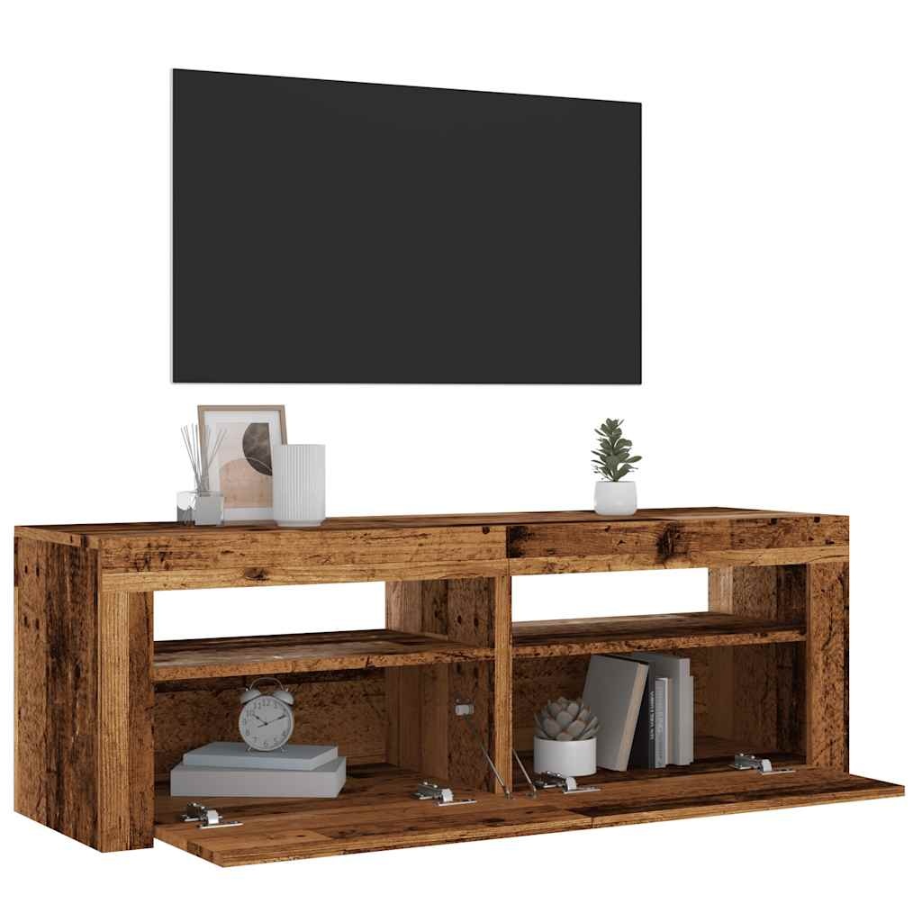 vidaXL Tv-meubel met LED 120x35x40 cm bewerkt hout oud hout