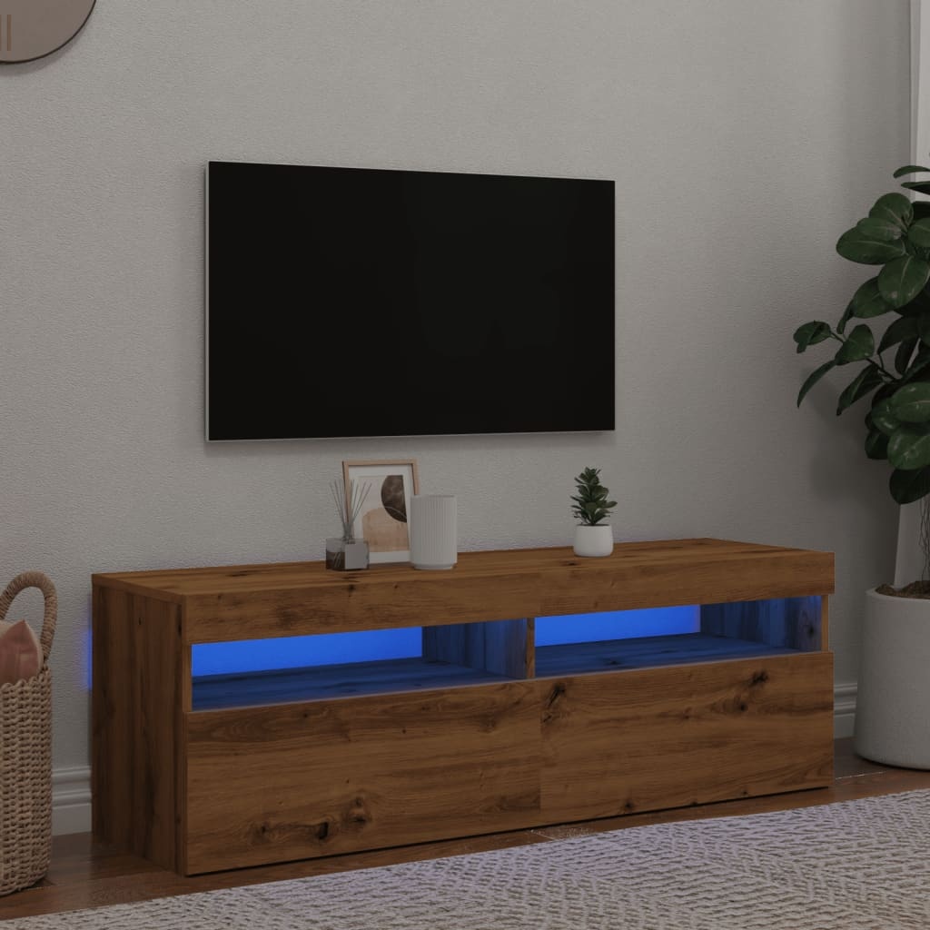 vidaXL Tv-meubel met LED 120x35x40 cm bewerkt hout artisanaal eiken