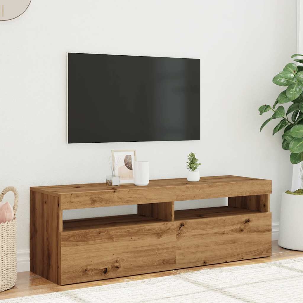 vidaXL Tv-meubel met LED 120x35x40 cm bewerkt hout artisanaal eiken