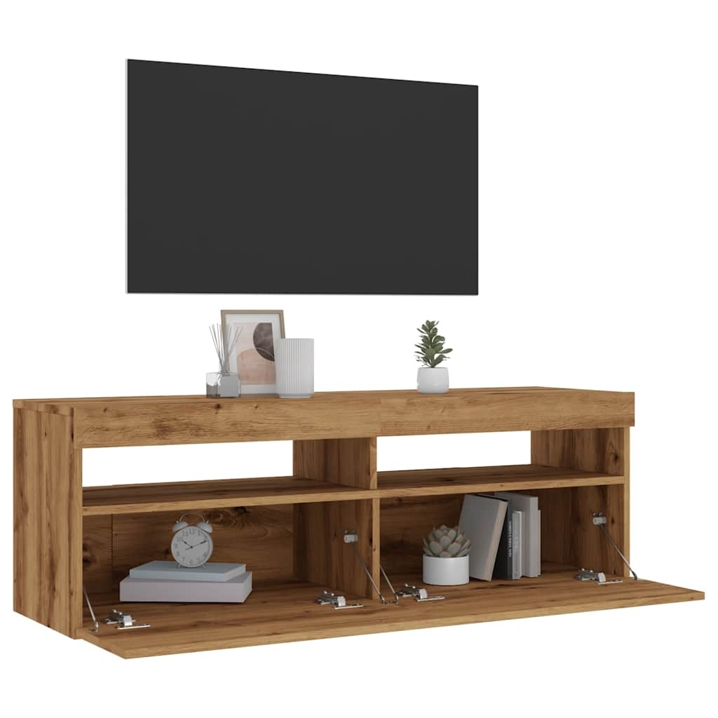 vidaXL Tv-meubel met LED 120x35x40 cm bewerkt hout artisanaal eiken
