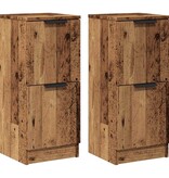 vidaXL Dressoirs 2 st 30x30x70 cm bewerkt hout oud houtkleurig
