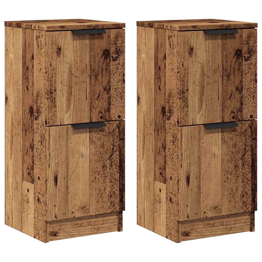 vidaXL Dressoirs 2 st 30x30x70 cm bewerkt hout oud houtkleurig