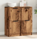 vidaXL Dressoirs 2 st 30x30x70 cm bewerkt hout oud houtkleurig