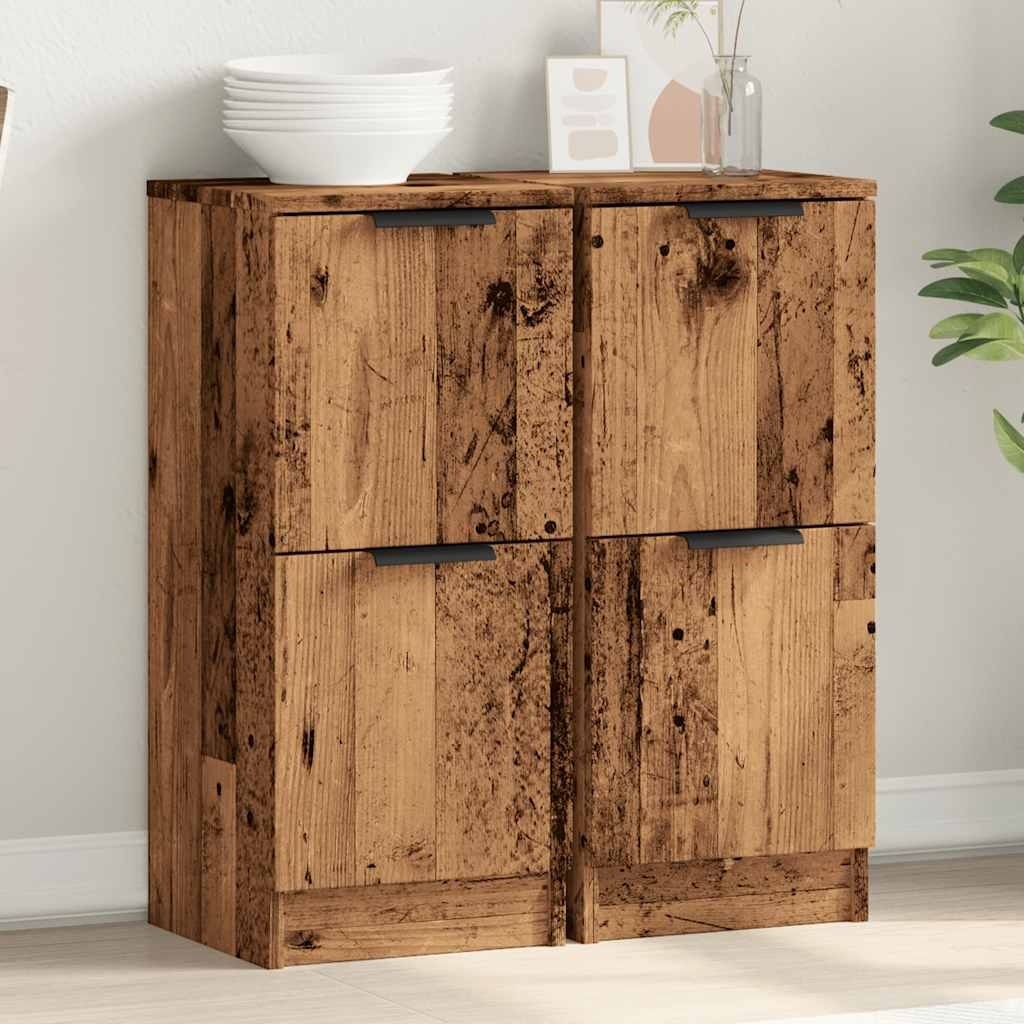 vidaXL Dressoirs 2 st 30x30x70 cm bewerkt hout oud houtkleurig