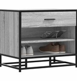 vidaXL Schoenenbank 60x40x53,5 cm bewerkt hout en metaal grijs sonoma