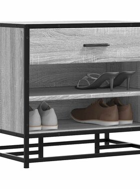 vidaXL Schoenenbank 60x40x53,5 cm bewerkt hout en metaal grijs sonoma