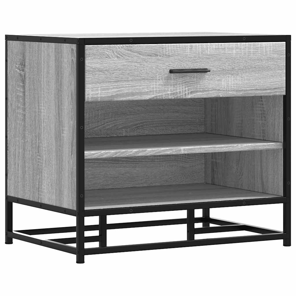 vidaXL Schoenenbank 60x40x53,5 cm bewerkt hout en metaal grijs sonoma