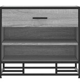 vidaXL Schoenenbank 60x40x53,5 cm bewerkt hout en metaal grijs sonoma