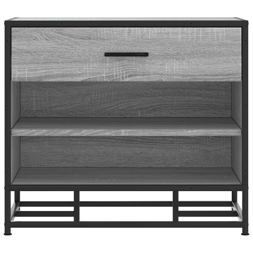 vidaXL Schoenenbank 60x40x53,5 cm bewerkt hout en metaal grijs sonoma