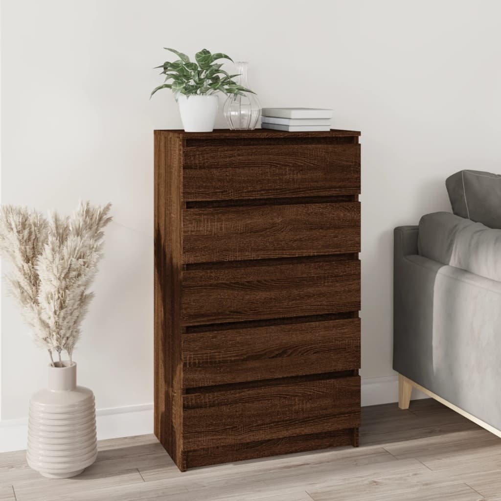 vidaXL Ladekast 60x36x103 cm bewerkt hout bruin eikenkleur