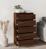 vidaXL Ladekast 60x36x103 cm bewerkt hout bruin eikenkleur