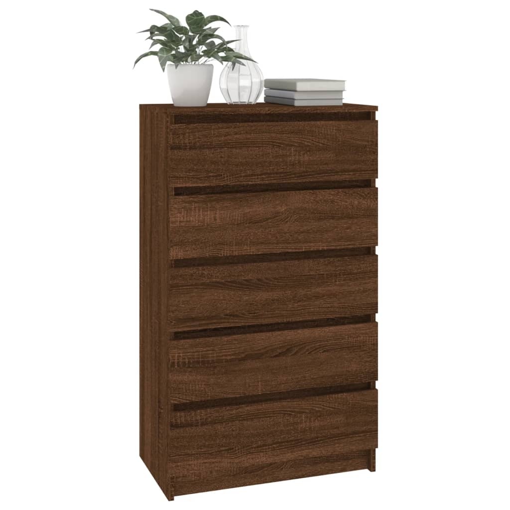 vidaXL Ladekast 60x36x103 cm bewerkt hout bruin eikenkleur