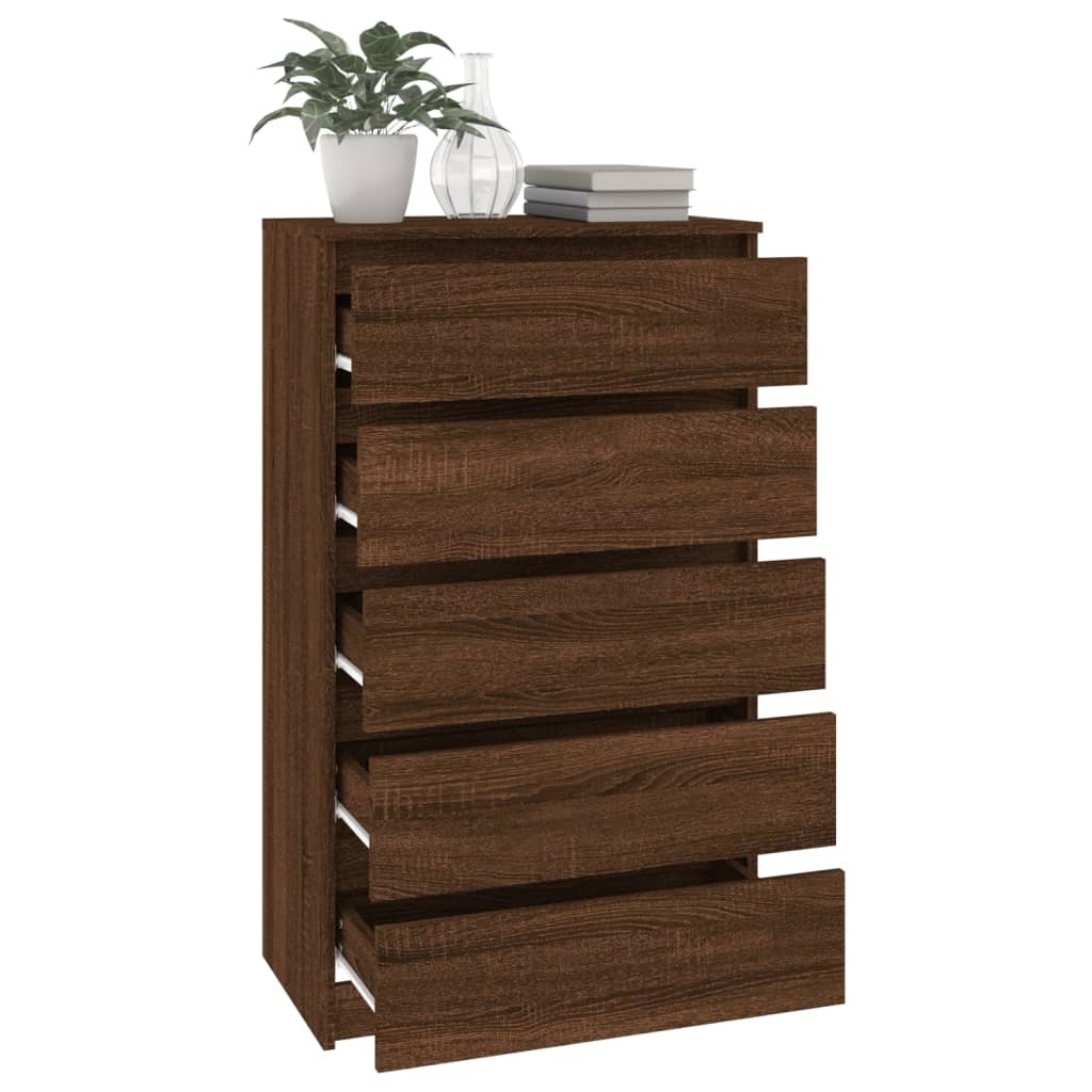 vidaXL Ladekast 60x36x103 cm bewerkt hout bruin eikenkleur