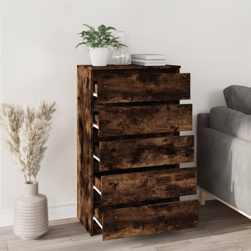vidaXL Ladekast 60x36x103 cm bewerkt hout gerookt eikenkleurig
