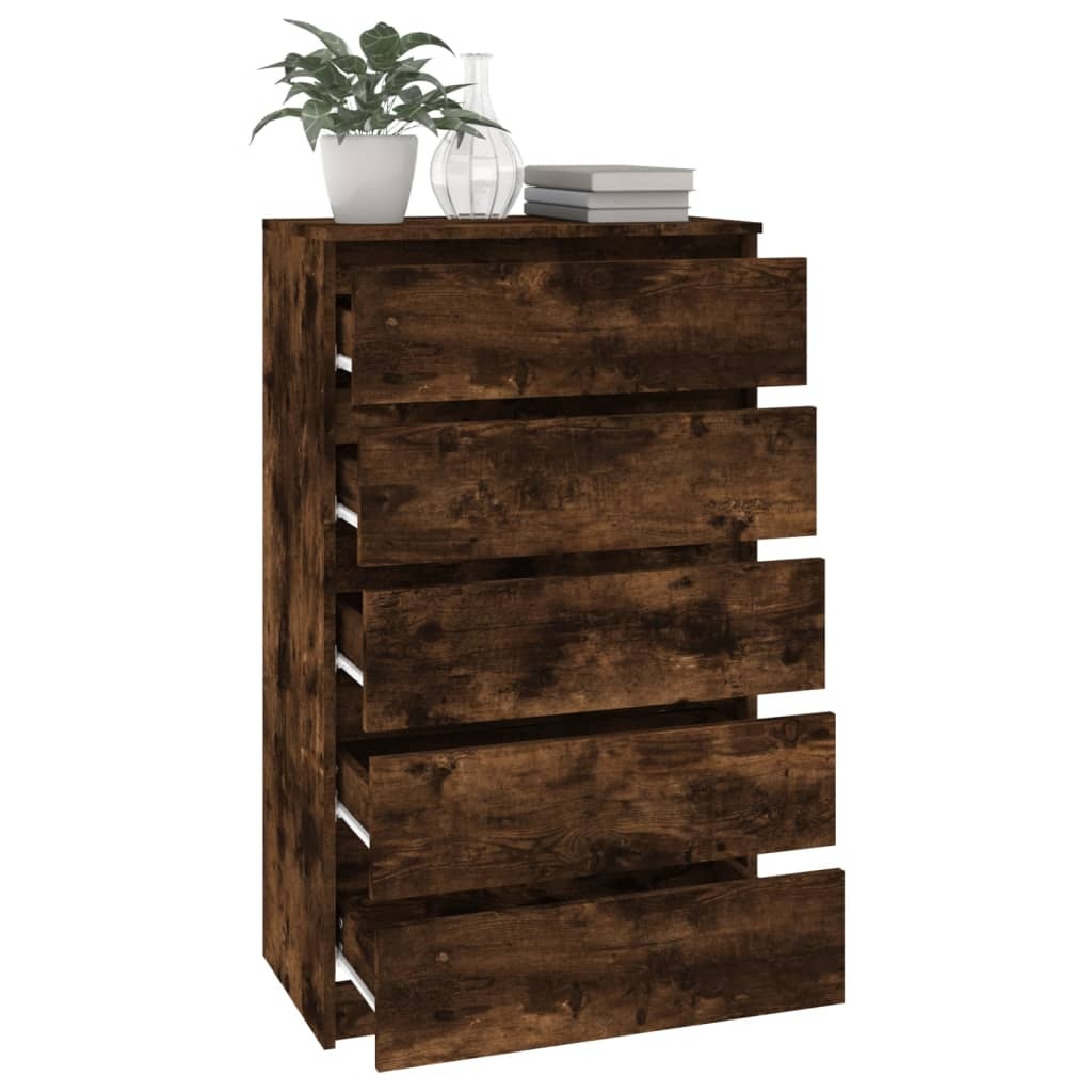 vidaXL Ladekast 60x36x103 cm bewerkt hout gerookt eikenkleurig