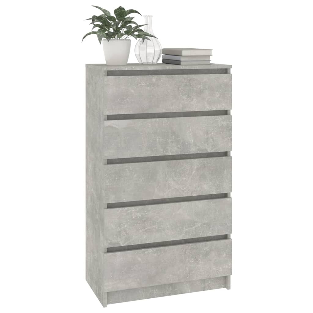 vidaXL Ladekast 60x36x103 cm bewerkt hout betongrijs