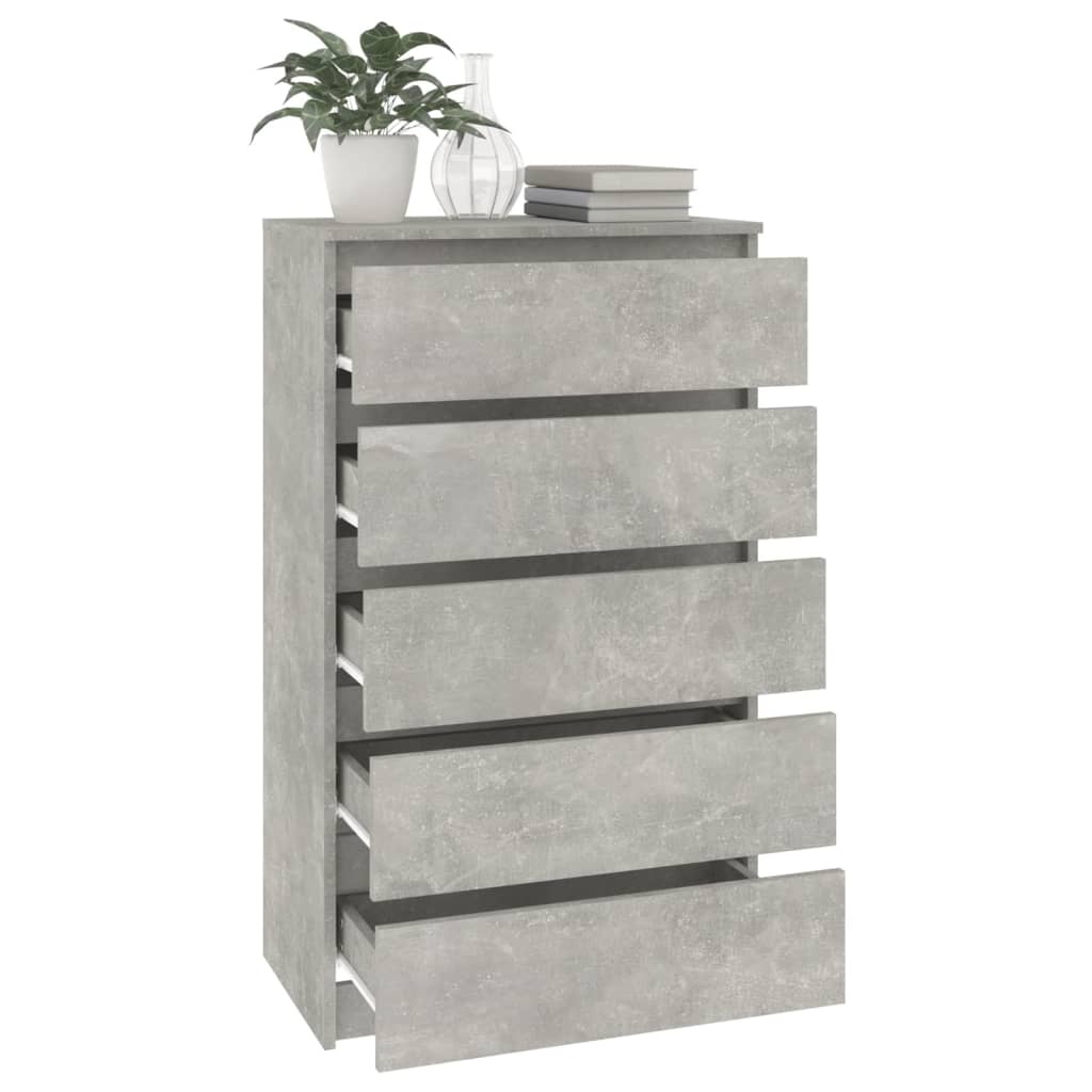 vidaXL Ladekast 60x36x103 cm bewerkt hout betongrijs