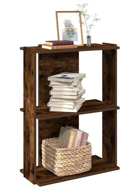 VidaXL Boekenkast 3-laags 60x30x80 cm bewerkt hout gerookt eikenkleur