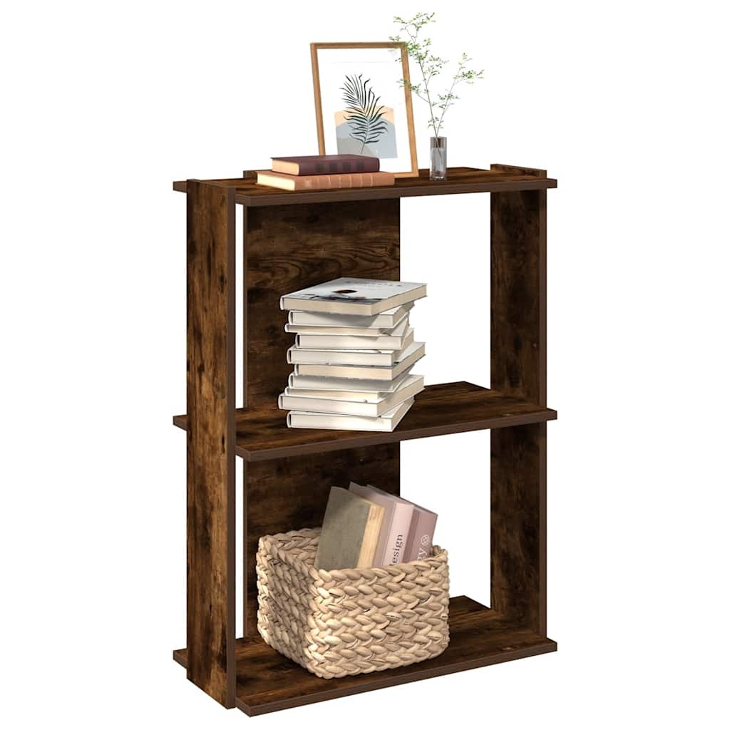 vidaXL Boekenkast 3-laags 60x30x80 cm bewerkt hout gerookt eikenkleur