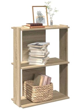 VidaXL Boekenkast 3-laags 60x30x80 cm bewerkt hout sonoma eikenkleurig