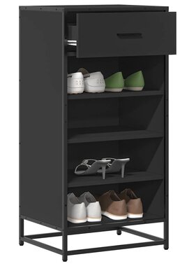 VidaXL Schoenenrek 48x38x97,5 cm bewerkt hout zwart