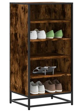 VidaXL Schoenenrek 48x38x97,5 cm bewerkt hout gerookt eikenkleurig