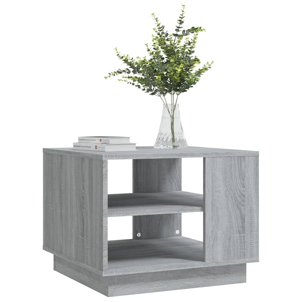 vidaXL Salontafel 55x55x43 cm bewerkt hout grijs sonoma eikenkleurig
