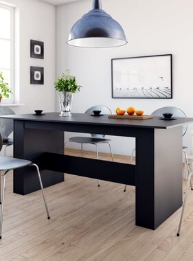 vidaXL Eettafel 180x90x76 cm spaanplaat zwart