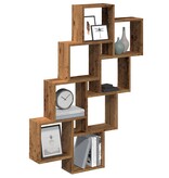vidaXL Wandschap kubus 90x15x119,5 cm bewerkt hout oud houtkleurig