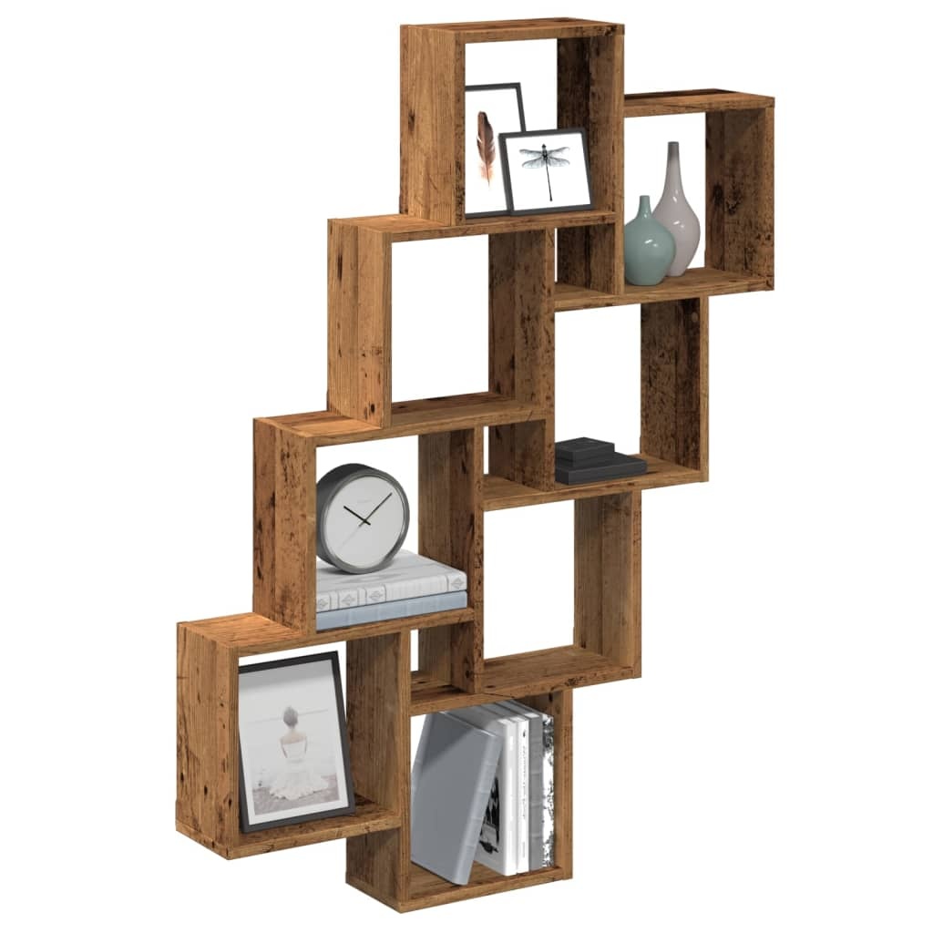 vidaXL Wandschap kubus 90x15x119,5 cm bewerkt hout oud houtkleurig