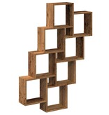 vidaXL Wandschap kubus 90x15x119,5 cm bewerkt hout oud houtkleurig