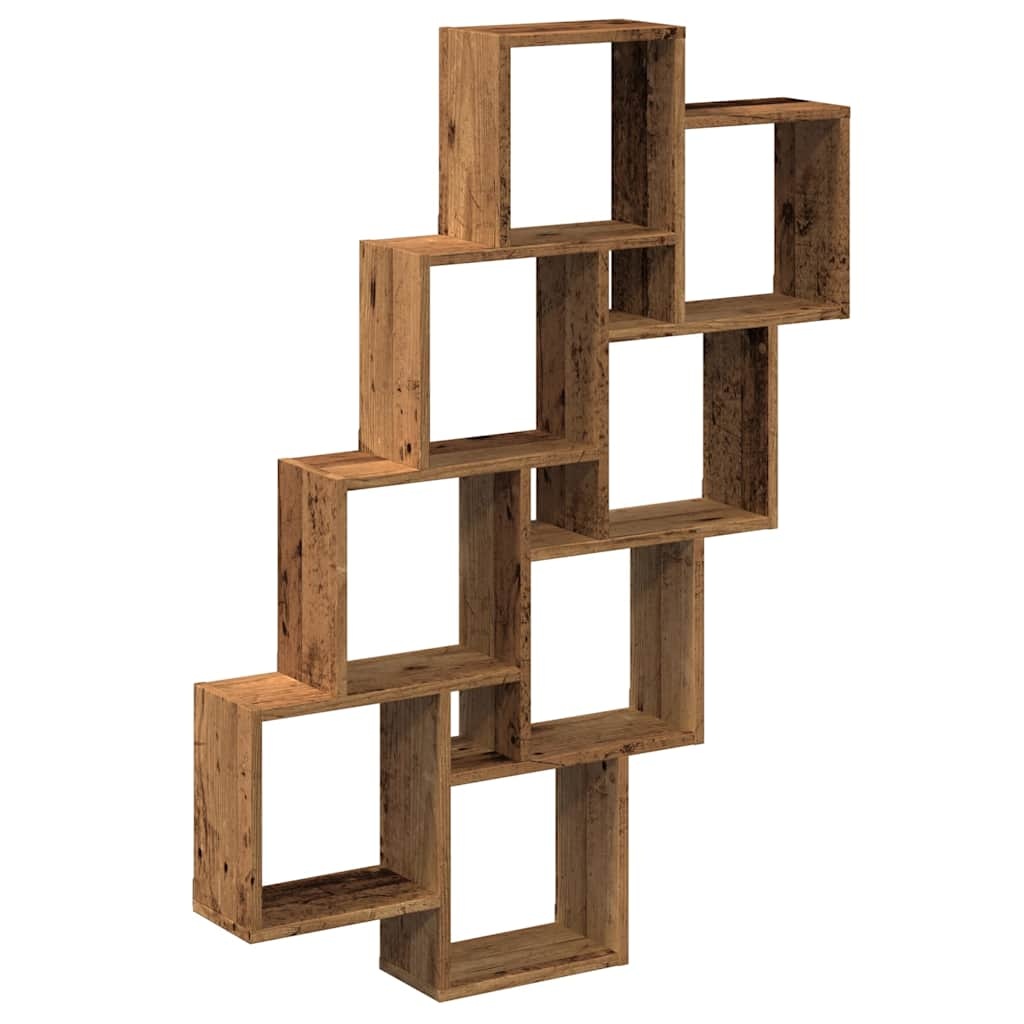 vidaXL Wandschap kubus 90x15x119,5 cm bewerkt hout oud houtkleurig