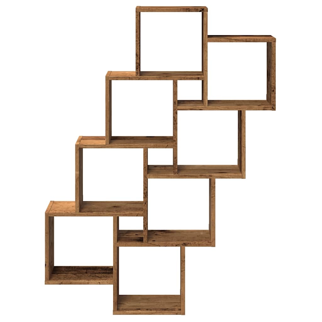 vidaXL Wandschap kubus 90x15x119,5 cm bewerkt hout oud houtkleurig