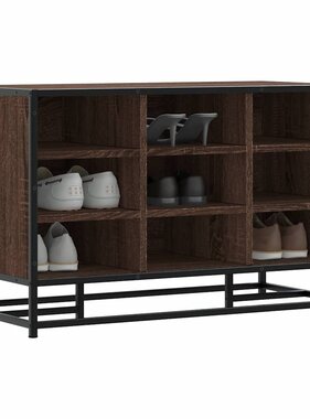 vidaXL Schoenenbank 84x40x53,5 cm bewerkt hout en metaal bruin eiken