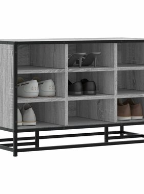 vidaXL Schoenenbank 84x40x53,5 cm bewerkt hout en metaal grijs sonoma