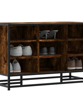 vidaXL Schoenenbank 84x40x53,5 cm bewerkt hout en metaal gerookt eiken