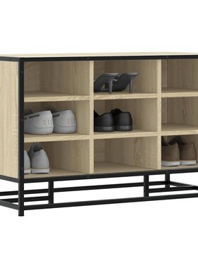 vidaXL Schoenenbank 84x40x53,5 cm bewerkt hout en metaal sonoma eiken