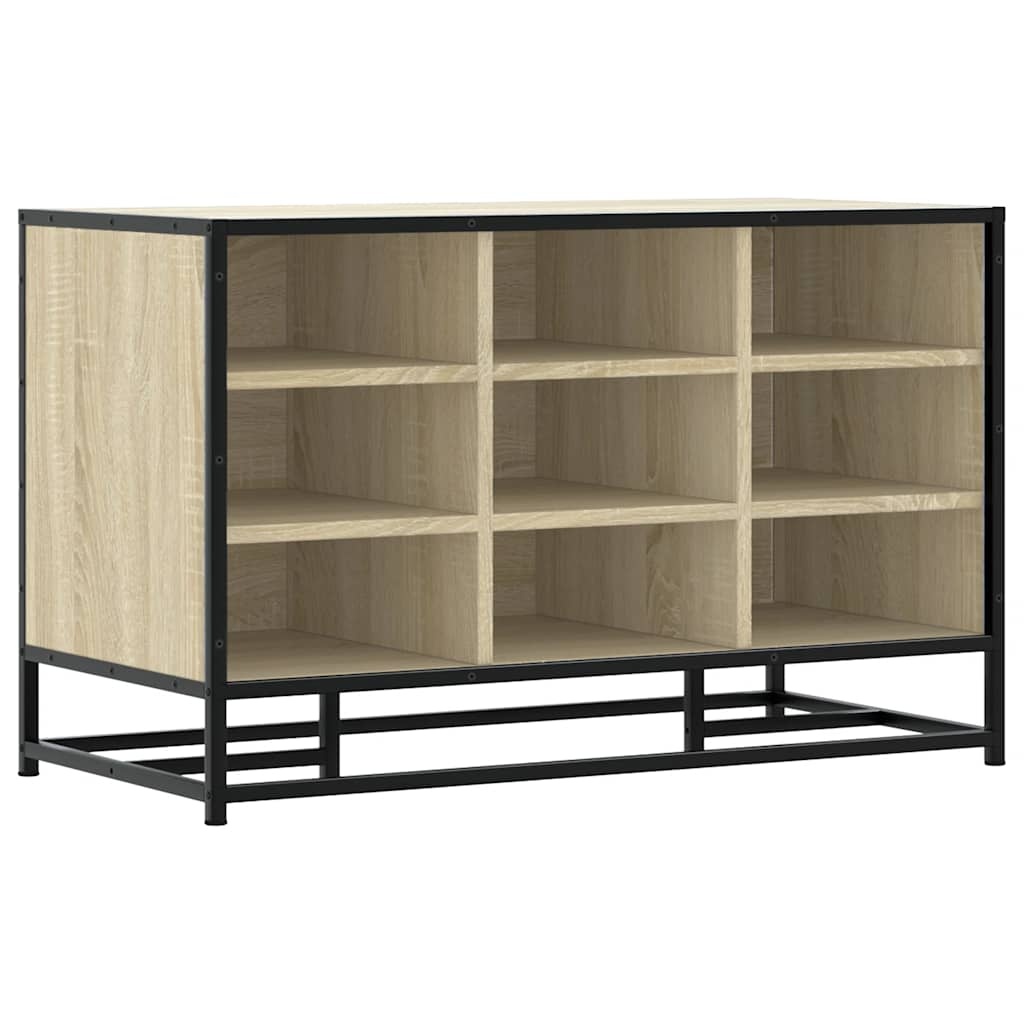 vidaXL Schoenenbank 84x40x53,5 cm bewerkt hout en metaal sonoma eiken
