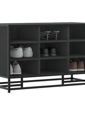 vidaXL Schoenenbank 84x40x53,5 cm bewerkt hout en metaal zwart