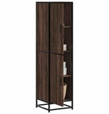 vidaXL Hoge kast 35,5x35x139 cm bewerkt hout en metaal bruin eiken