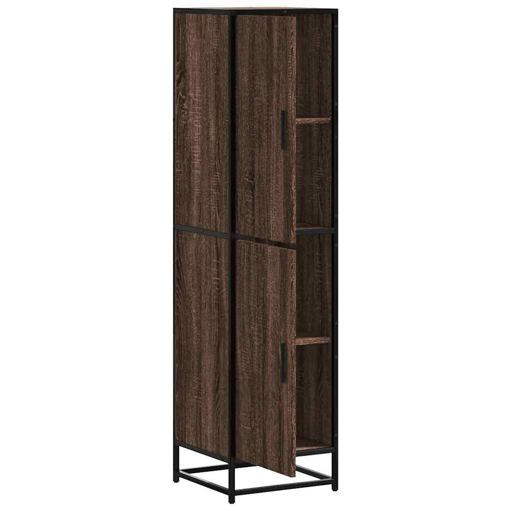 vidaXL Hoge kast 35,5x35x139 cm bewerkt hout en metaal bruin eiken