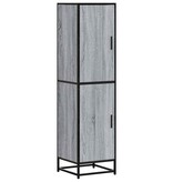 vidaXL Hoge kast 35,5x35x139 cm bewerkt hout en metaal grijs sonoma
