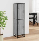 vidaXL Hoge kast 35,5x35x139 cm bewerkt hout en metaal grijs sonoma