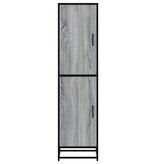 vidaXL Hoge kast 35,5x35x139 cm bewerkt hout en metaal grijs sonoma