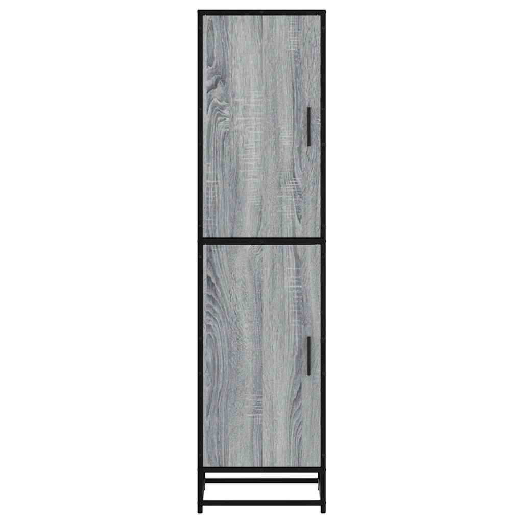 vidaXL Hoge kast 35,5x35x139 cm bewerkt hout en metaal grijs sonoma
